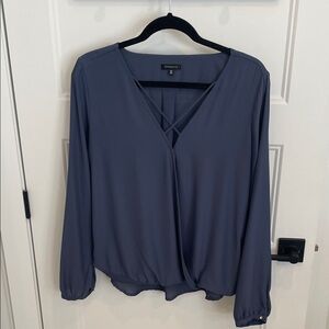 Dynamite Navy V-Neck Blouse